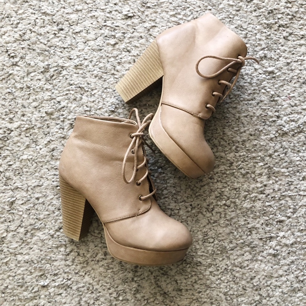Creamy beige booties